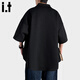 CHOCOOLATE it black waffle short-sleeved shirt men's 2026 summer fashion brand loose casual jacket black XL recommended 130Jin Jin equals 0.5kg -150Jin Jin equals 0.5kg