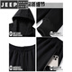 JEEP SPIRIT sports suit for men spring and autumn pure cotton new casual hooded cardigan large size sweatshirt running suit two-piece set black leg set public version A651-235 L 90-110Jin Jin is equal to 0.5 kg