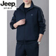 JEEP SPIRIT2026 Spring and Autumn New South Korean Silk Middle-aged and Elderly Sports Suit Men's Loose Dad Pull-Up Sweatshirt Casual Wear Dark Blue (Three-piece Set) M 95-120Jin Jin is equal to 0.5 kg