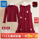 Jeanswest girls' velvet princess dress New Year's red dress 2026 new winter New Year's wear children's star vest dress star gauze skirt 110