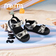 M1&M2 Spanish children's shoes, children's sandals, color matching, fashionable summer new beach shoes for boys and girls, outdoor function, black, size 20, suitable for feet 12~12.5cm long