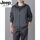 JEEP SPIRIT2026 Spring and Autumn New South Korean Silk Middle-aged and Elderly Sports Suit Men's Loose Dad Pull-Up Sweatshirt Casual Wear Dark Blue (Three-piece Set) M 95-120Jin Jin is equal to 0.5 kg