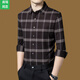 B PRORSUM Burberry men's long-sleeved plaid shirt 2026 autumn new business casual middle-aged sheep. Wool floral shirt upper blue M 165 recommended 100-115Jin Jin equals 0.5 kg