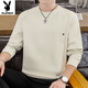 PLAYBOY Men's New 2026 Spring and Autumn Sweater Round Neck Thickened Casual Trendy Warm Bottoming Shirt Long Sleeve T-Shirt Top Black 2XL