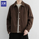 Romon jacket men's spring and autumn new large size lapel handsome work clothes high-end loose casual men's jacket 6685 Khaki XL about 130-150 Jin Jin equals 0.5 kg