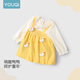 Youqi girls dress spring new baby pure cotton princess dress super fashionable children's spring outer skirt yellow 73