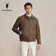 Men's 2025 Winter New Men's Retro Commuting Lapel Velvet Zipper PU Leather Jacket Red Brown M 170_