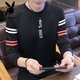 Playboy Spring and Autumn New Men's Round Neck Sweatshirt Youth Long Sleeve T-Shirt Student Korean Print Trend Top Clothes 6702 Black M 80-100Jin Jin is equal to 0.5 kg