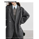 Red sleeves high-end woolen coat winter new women's commuter lapel collar temperament long hair double-sided woolen coat Ash 056 M