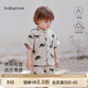 Babylove baby shirt summer thin pure cotton gauze short-sleeved cardigan going out T-shirt boys casual tops through the Jurassic 80