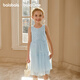 Balabala Girls Skirt Children's Dress 2026 New Summer Sleeveless Vest Skirt Princess Mesh Sweet Blue Tone 00388 90