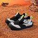JEEP Girls Sandals 2025 Summer New Style Comfortable and Lightweight Children's River Tracing Sandals Convenient Velcro Boys' Shoes 61183 Black Silver 27 / Inner Length About 17.3cm