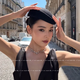 French Hepburn style black top hat fashionable beret stewardess uniform hat photo prop gift hat new black hat