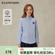 E LAND KIDS 100% cotton Eland boys and girls shirt summer college style badge embroidery pure cotton long sleeve Blue blue/50 120 cm