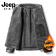 JEEP SPIRIT Jeep high-end leather jacket for men autumn and winter 2026 new outdoor travel versatile personality handsome outfit jacket brown XL