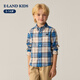 E LAND KIDS pedophile boys' shirt 26 spring new British style embroidered lapel plaid top Beige beige/35 170