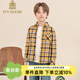 IVY HOUSE Ivy children's clothing boys' long-sleeved shirt big children's autumn new plaid shirt casual sports versatile college style yellow plaid 130cm