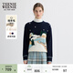 Teenie Weenie Bear Women's Sheep Wool Blended Allover Three-dimensional Intarsia Round Neck Pullover Sweater Knitwear Navy L