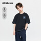 MLB Children's Official Boys and Girls Street Retro Cool Simple Round Neck Back Label Presbyopia T-shirt 26 Spring and Summer New Style Black 110 cm