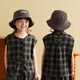 Yantaijia children's clothing children's pure cotton cardigan vest outer wear 2026 summer children's tops thin boys' plaid waistcoat black one size too small 100