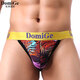 Dumi International men's sexy ultra-thin ice silk underwear printed double-strap T-shaped underwear elastic close-fitting single pack yellow bottom printing 5418 1 pair XXL2.6-2.8 feet