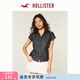 HOLLISTER American sweet lady style waist-tie slim short-sleeved shirt 26 spring women's wear 340-6026 black XXS (160/76A)