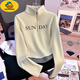 G.duck velvet top for girls 2024 new style half turtleneck zipper fake two-piece versatile warm long-sleeved T-shirt apricot letter 160 recommended height 146-157cm