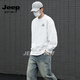 JEEP SPIRIT American retro heavyweight round neck sweatshirt for men 2026 spring loose casual couple tops bottoming shirt gray S