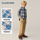 E LAND KIDS pedophile boys' shirt 26 spring new British style embroidered lapel plaid top Beige beige/35 170