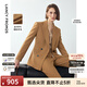 Langzi retro double-breasted pure wool suit top, high-end fashionable winter new professional suit jacket, camel S