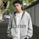 Playboy Leopard Print Hooded Sweatshirt Men's American Retro Loose Velvet Warm Cardigan Jacket Men's 2026 Spring and Autumn Style Light Gray M 90-115Jin Jin equals 0.5 kg