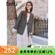 Betu women's spring new suit V-neck tie loose suit jacket women 2501T46 gray XS