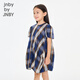 Jnby by JNBY New Jiangnan Buyi children's short-sleeved dress special-shaped velvet pullover 26 summer girls 1Q4G11850 978/blue coffee strip 100 cm