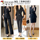 Woodpecker high-end professional suit suit for women, spring and autumn temperament, goddess style hotel manager front desk work clothes, beauty salon work clothes, black (suit + pants) 3XL