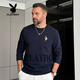 Playboy (PLAYBOY) men's sweatshirt spring and autumn pure cotton round neck pullover fashionable casual loose long-sleeved T-shirt large size dark green 2XL 130-150Jin Jin equals 0.5 kg