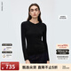 Langzi Merino Wool V-neck Seamless Slim Wool Sweater Commuting Style Simple Base Layer New Style Black L