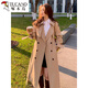 Woodpecker Windbreaker Jacket Women's 2024 Spring and Autumn New Korean Style Suit Collar Mid-Long Jacket Loose Temperament Popular Coat Khaki L