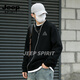 JEEP SPIRIT American retro heavyweight round neck sweatshirt for men 2026 spring loose casual couple tops bottoming shirt gray S