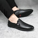 Kechimon Light Luxury Brand de pomme de compagnie pour hommes pour l'orteil masculin Lady Cowhide Light Light Confortable Breatch Lazy Shoes Business and Casual 11973 Noir Edition régulière 37