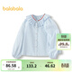 Balabala shopping mall same style children's clothing girls long-sleeved shirt French plaid shirt spring clothing white blue tone 00418 120