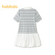 BALABALA shopping mall same style children's clothing children's skirt girls 2026 new summer striped dress sweet gray tone 00322 110