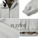 Playboy Leopard Print Hooded Sweatshirt Men's American Retro Loose Velvet Warm Cardigan Jacket Men's 2026 Spring and Autumn Style Light Gray M 90-115Jin Jin equals 0.5 kg