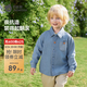 Betis children's shirt spring boys' denim cotton baby 7A antibacterial long-sleeved shirt light blue 80 cm