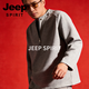 JEEP SPIRIT stand collar sweatshirt men's 2026 spring new sports casual long-sleeved round neck jacket men's business tops heavy gray M 80 - 105 Jin Jin is equal to 0.5 kg