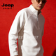 JEEP SPIRIT Primavera 2026 Verano Nuevo Cuello Alto Media Cremallera Sudadera Deportiva Suelta Jersey para Hombre Camisa de Manga Larga Negro S