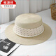 恒源祥法式平顶防晒草帽女2026新款夏季时尚平顶法式气质优雅赫本风礼帽 H赫本风礼帽珍珠波点-米色 可调节【54-58cm】