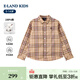 E LAND KIDS pedophile boys' shirt 26 spring new British style embroidered lapel plaid top Beige beige/35 170