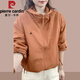 Pierre cardin versatile drawstring short hooded jacket jacket top 2025 spring and autumn new fashionable European casual jacket Burgundy 2XL 125Jin[Jin equals 0.5 kg]-140Jin[Jin equals 0.5 kg]