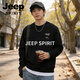 JEEP SPIRIT Jeep American Retro Round Neck Sweater Men's 2026 Spring New Loose Versatile Casual Tops Bottoming Jacket White S 95-120 Jin Jin is equal to 0.5 kg