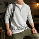 Playboy Half-Zip Stand Collar Sweater Men's 2026 Spring Business Casual Loose Bottoming Shirt Top Jacket Light Gray M 100-120Jin Jin equals 0.5 kg